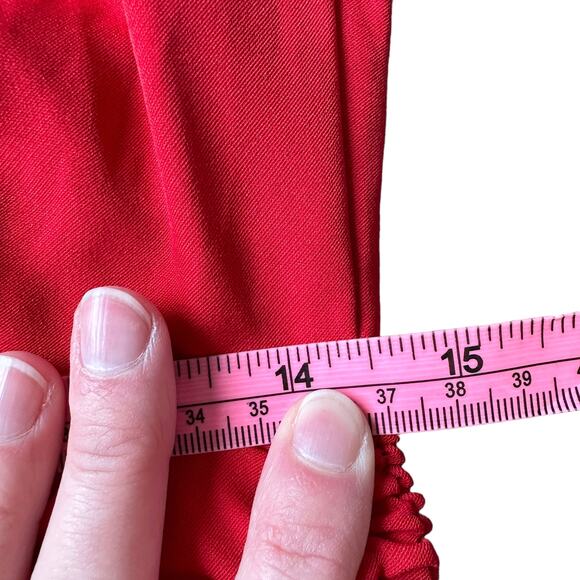 NEW Rodarte x Universal Standard Ruched Tie Sleeve Asymmetric Ruffle Dress Red - Picture 11 of 12